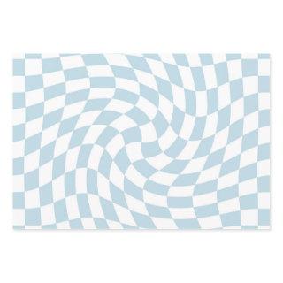 Stylish Retro Blue Pastel Warped Checkerboard  Sheets