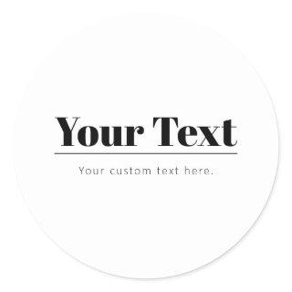 Stylish Retro-modern Text | Black & White Classic Round Sticker