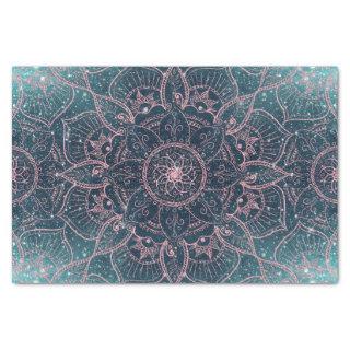 Stylish Rose Gold Mandala Blue Nebula Stars Tissue Paper