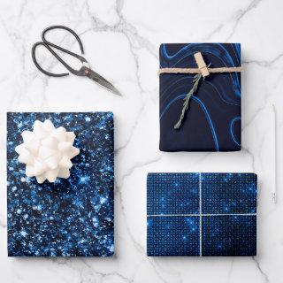 Stylish Royal Blue Glitter and Strata Patterns  Sheets