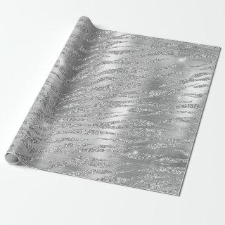 Stylish Silver Glitter Wild Tiger Stripes Pattern