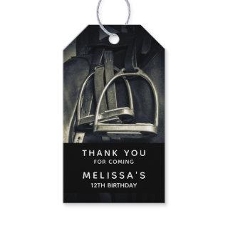 Stylish Silver Stirrups on English Riding Saddle Gift Tags