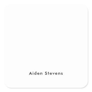 Stylish Simple Plain Black & White Minimalist Square Sticker