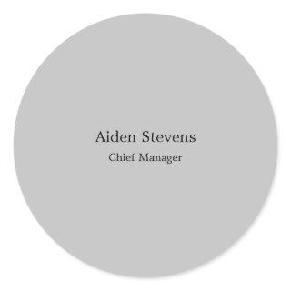 Stylish Simple Plain Grey Minimalist Classic Round Sticker