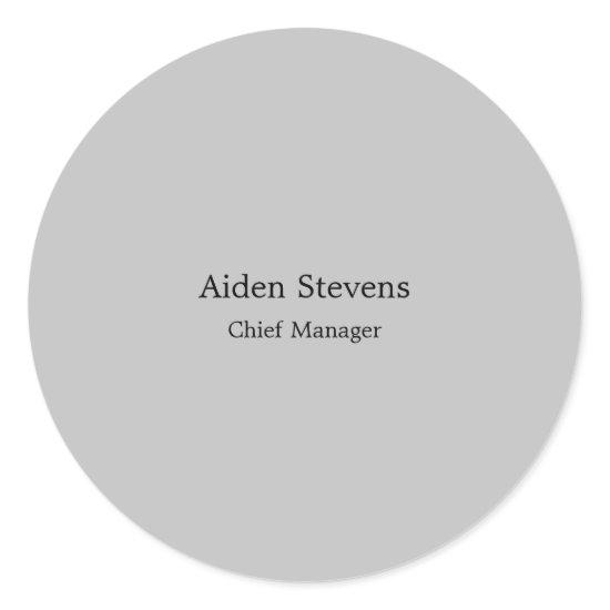 Stylish Simple Plain Grey Minimalist Classic Round Sticker