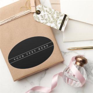 Stylish Simple Text & Thin Stripes Oval Sticker