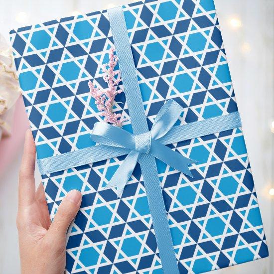 Stylish Star of David Pattern Blue White