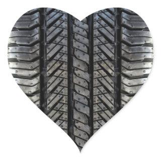 Stylish Tire Rubber Automotive Texture Heart Sticker