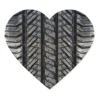 Stylish Tire Rubber Automotive Texture Heart Sticker