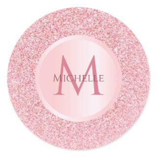 Stylish Trendy Rose Gold Glitter Template Girly Classic Round Sticker