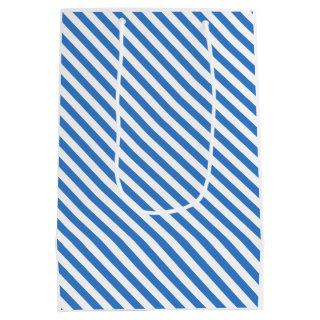 Stylish Trendy Template Modern Blue White Stripes Medium Gift Bag