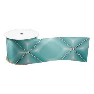 Stylish Turquoise and Silver Lattice Holiday  Satin Ribbon