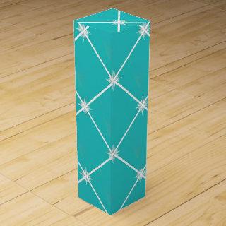 Stylish Turquoise and Silver Lattice Holiday  Wine Box