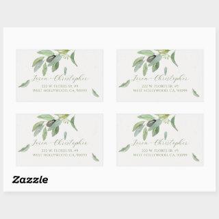 Stylish Tuscany watercolor Olive Leaves Branch Rectangular Sticker