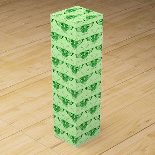 Stylized Art Deco butterfly - emerald green Wine Box