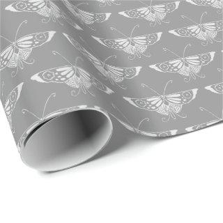 Stylized Art Deco butterfly, shades of grey / gray