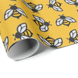 Stylized bees on Provence Yellow Background