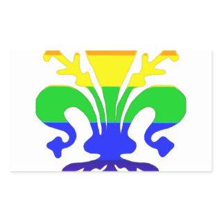 Stylized Rainbow Fleur de Lis Rectangular Sticker