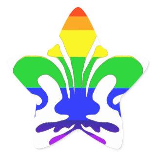 Stylized Rainbow Fleur de Lis Star Sticker