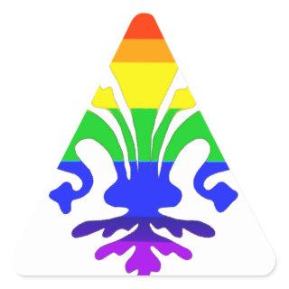 Stylized Rainbow Fleur de Lis Triangle Sticker