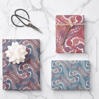 Stylized Swirling Hares Tesselation 3 colors WPS3  Sheets