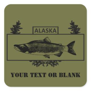 Subdued Alaska Combat Fisherman Badge Square Sticker