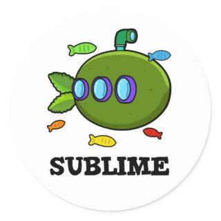 Sublime Funny Submarine Fruit Lime Pun  Classic Round Sticker