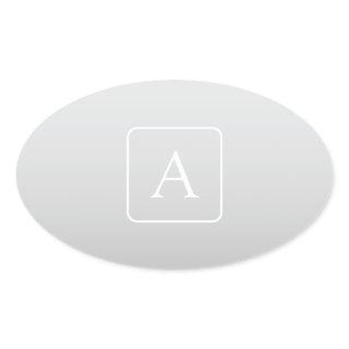 Subtle Light Grey Gradient Surname Monogram  Oval Sticker