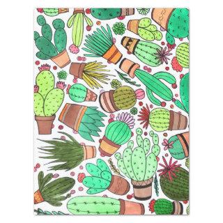 Succulent Cactus Potted Plants Green Cacti Garden Tissue Paper