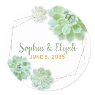 Succulent Charm Wedding Favor Classic Round Sticker