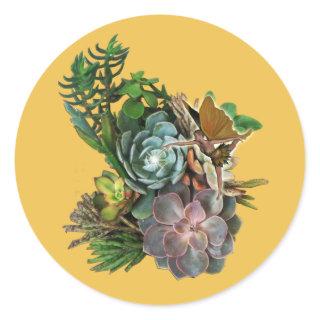 Succulent garden design suede wristlet wallet classic round sticker