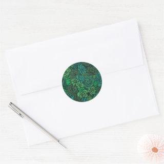 Succulent garden in green classic round sticker