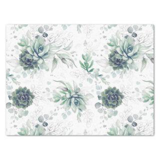Succulents and Silver Eucalyptus Leaves Greenery Tissue Paper