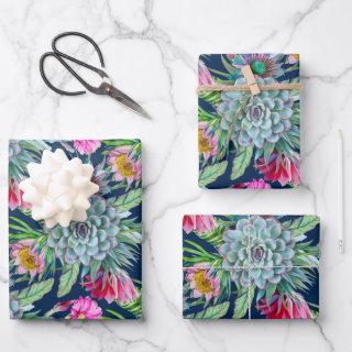 Succulents Echeveria Cactus Flowers Pattern   Sheets