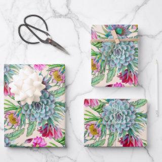 Succulents Echeveria Cactus Flowers Pattern   Sheets