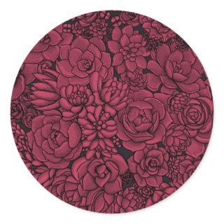 Succulents in Viva Magenta- Color of the Year 2023 Classic Round Sticker