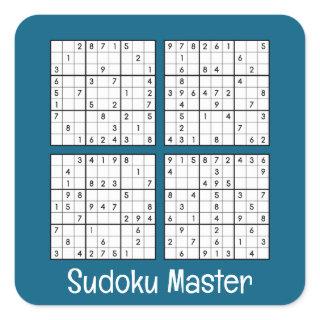 Sudoku Puzzles Design  Square Sticker