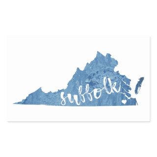 Suffolk Virginia Wood Grain Rectangular Sticker