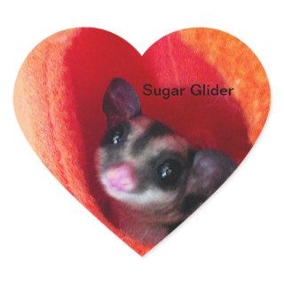 Sugar Glider in Orange Hanging Bed Heart Sticker
