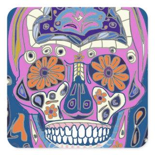 Sugar Skull Design Square Sticker