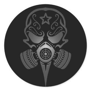 Sugar Skull with Gas Mask Classic Round Sticker