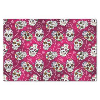 Sugar Skulls and Swirls Rose Red ID725 Tissue Paper