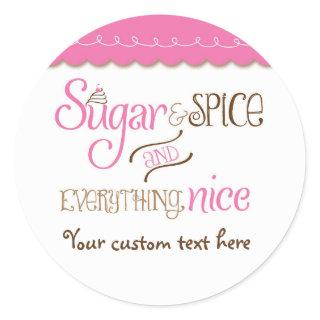 Sugar & Spice Typography Baby Shower Party Sticker