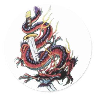 Sui Riu Japanese Dragon Katana Classic Round Sticker