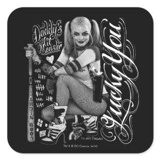 Suicide Squad | Harley Quinn Typography Photo Square Sticker