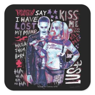 Suicide Squad | Joker & Harley Typography Photo Square Sticker