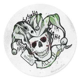 Suicide Squad | Joker Skull "All In" Tattoo Art Classic Round Sticker