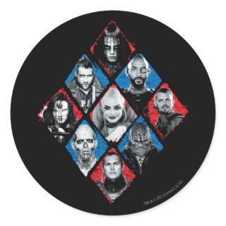 Suicide Squad | Task Force X Checkered Diamond Classic Round Sticker