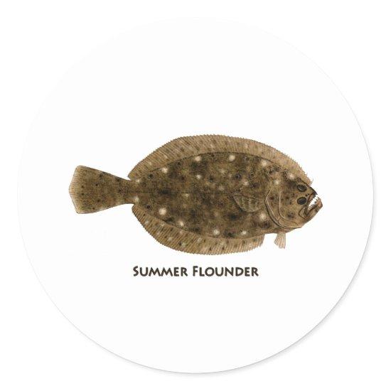 Summer Flounder Classic Round Sticker