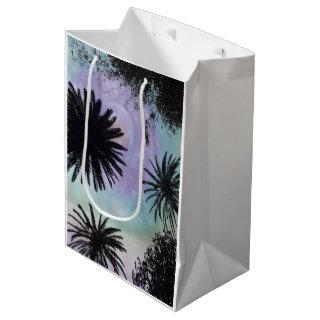 Summer Holographic Gradient Palm Trees Design Medium Gift Bag